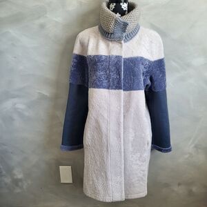 Kircilar Leather & Fur Shearling Lambskin Reversible Midi Coat Size Eur 42 High